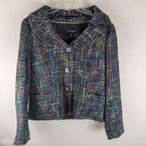 Dialogue Tweed Blazer Jacket Size 12 Womens Career Colorful